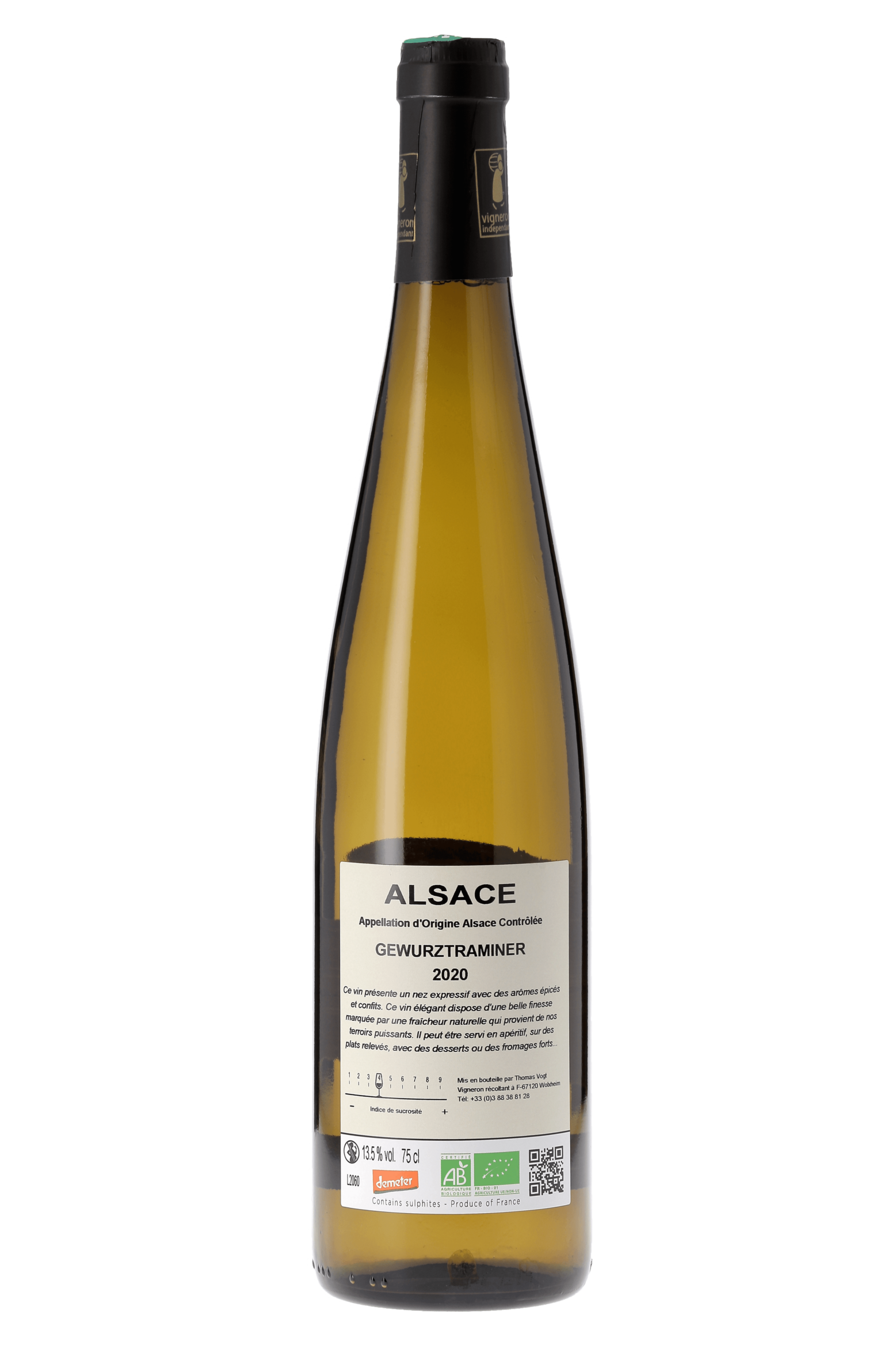Alsace Gewurztraminer Domaine Laurent Vogt 2020 - frontbs