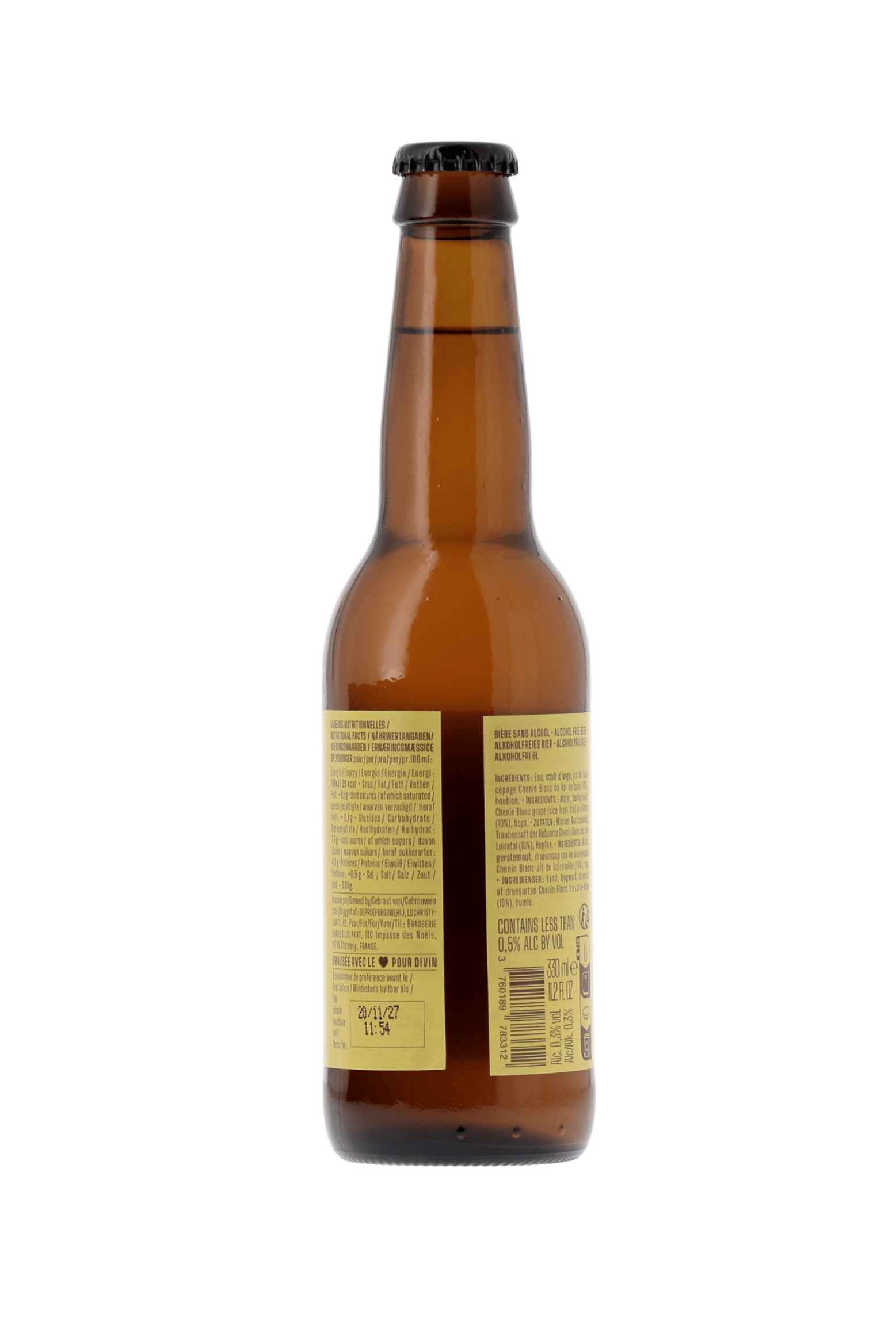 Bière des Vendanges Blonde sans alcool Chenin Blanc Divin 33cl - frontbs