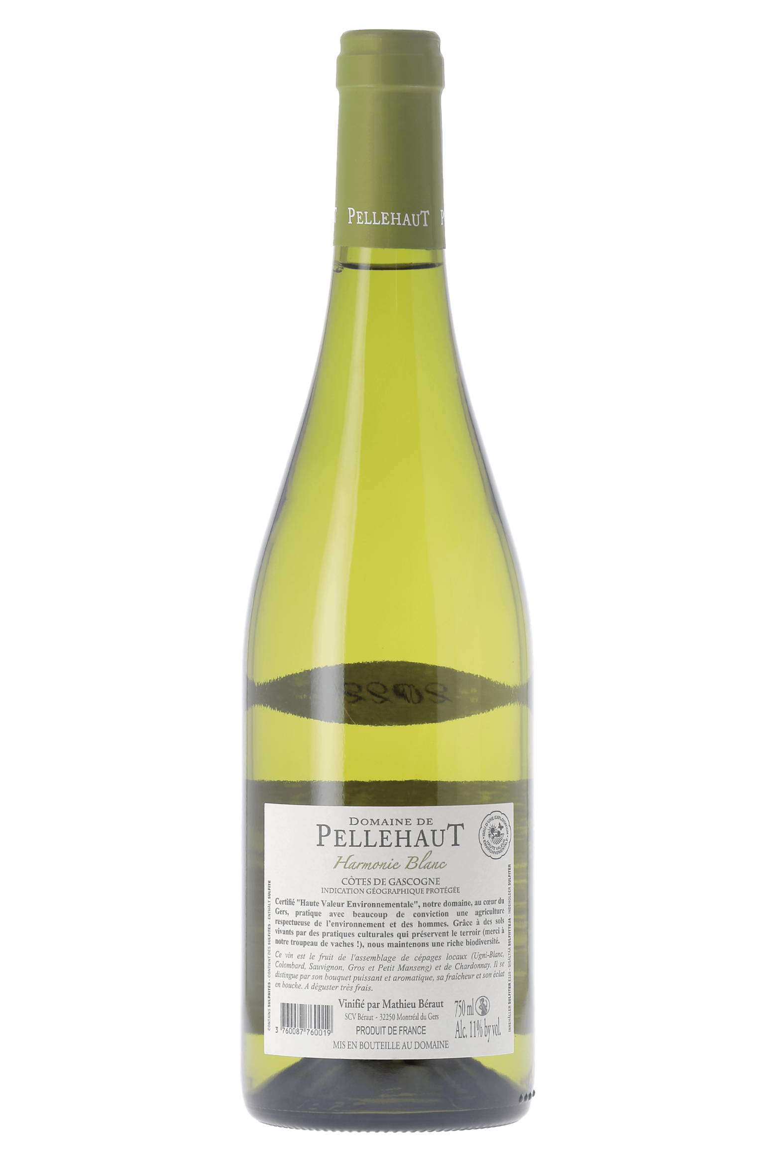 Côtes de Gascogne Harmonie de Gascogne Domaine de Pellehaut 2022 - frontbs