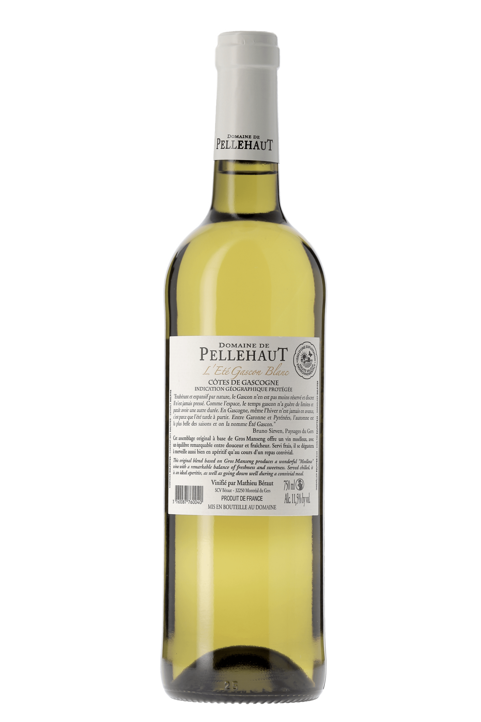 Côtes de Gascogne L'Eté Gascon Domaine de Pellehaut 2020 - frontbs