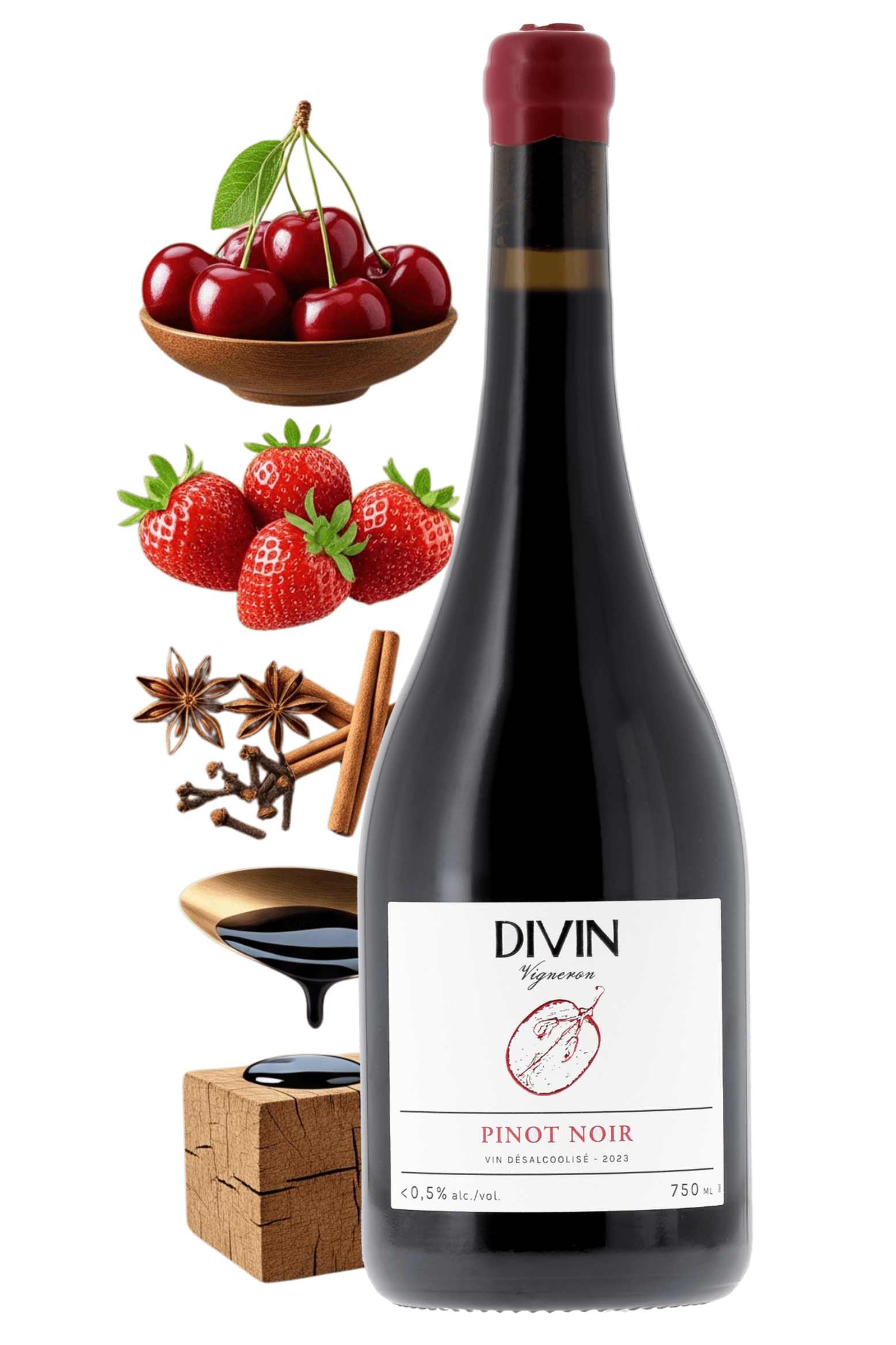 Divin Vigneron Pinot noir désalcoolisé Divin Nolow 2023 - frontbs