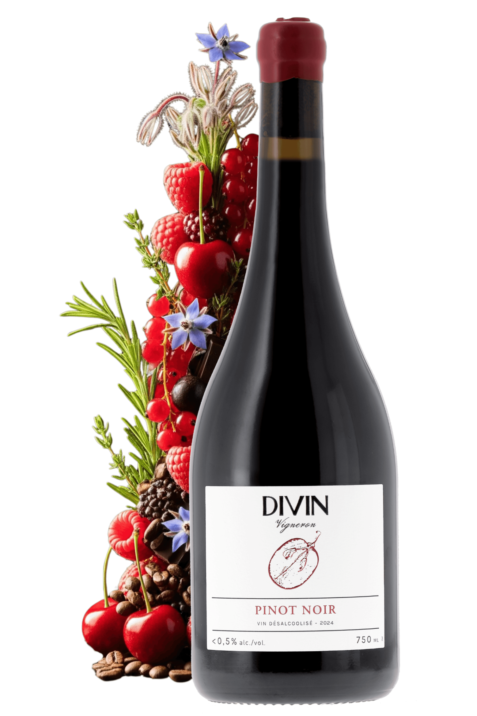 Pinot Noir désalcoolisé - Divin Vigneron - frontbs