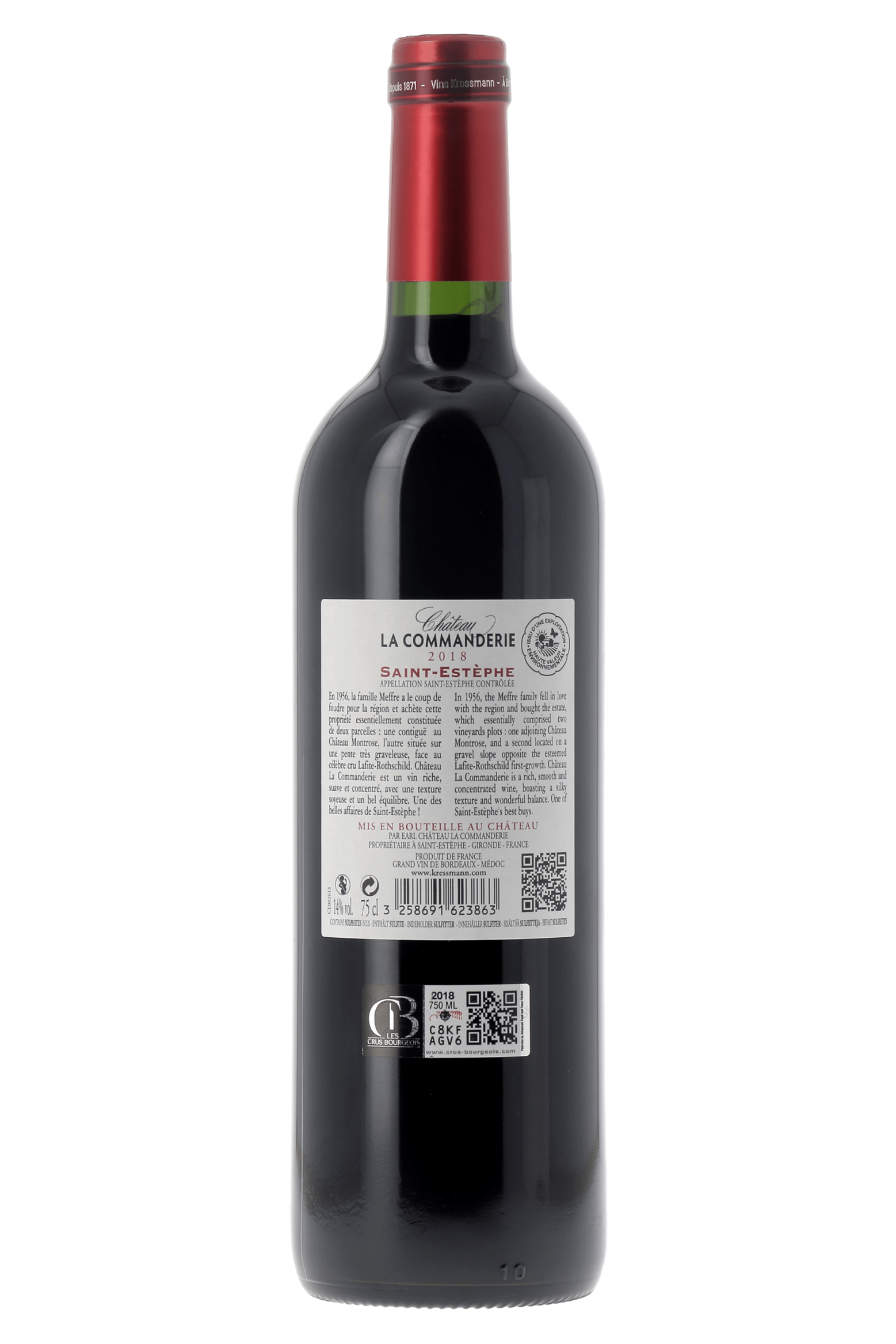 Saint-Estèphe Château La Commanderie 2018 - frontbs