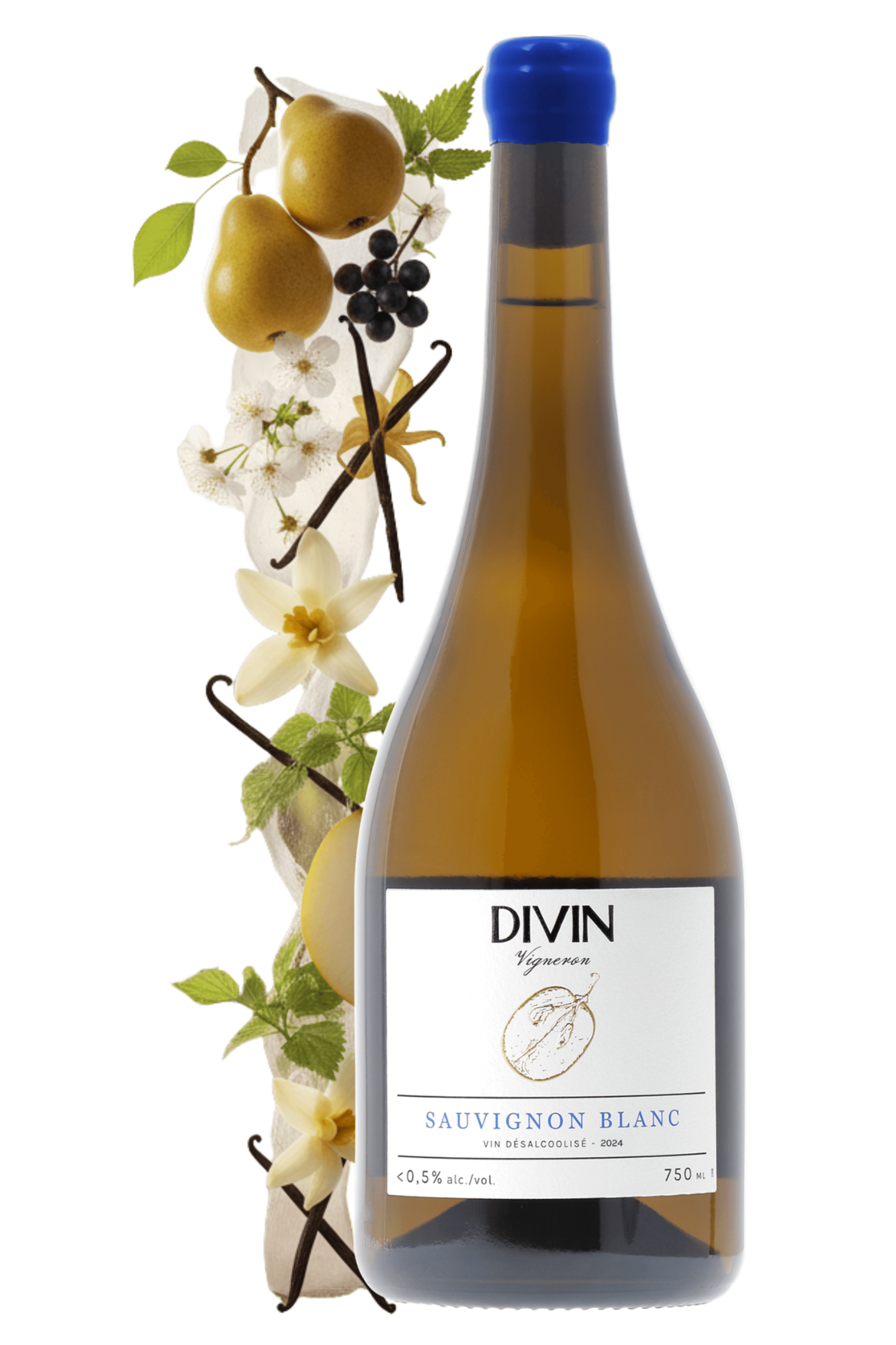 Divin Vigneron Sauvignon Blanc désalcoolisé Divin Nolow 2024 - frontbs