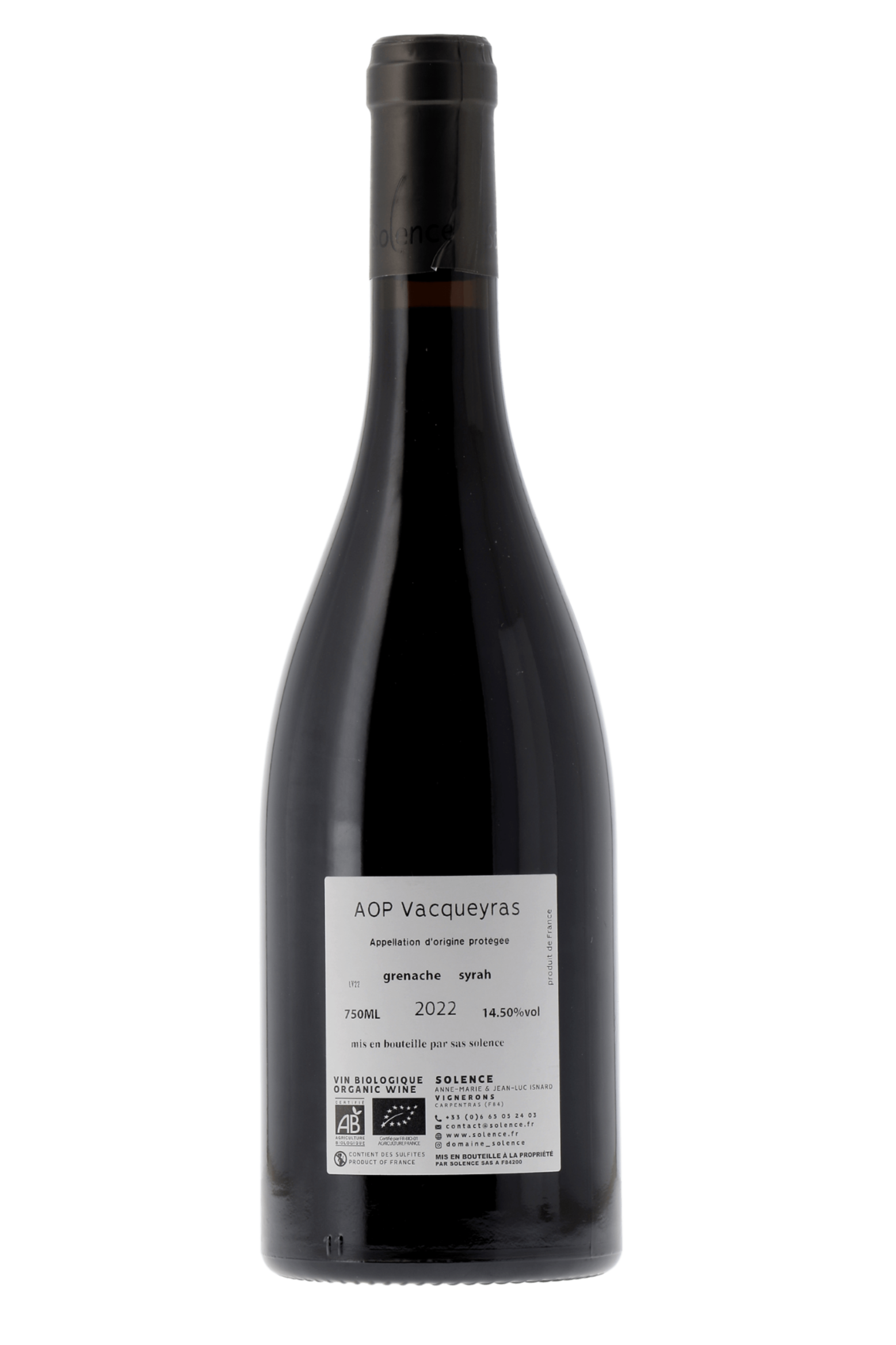 Vacqueyras Domaine Solence 2022 - frontbs