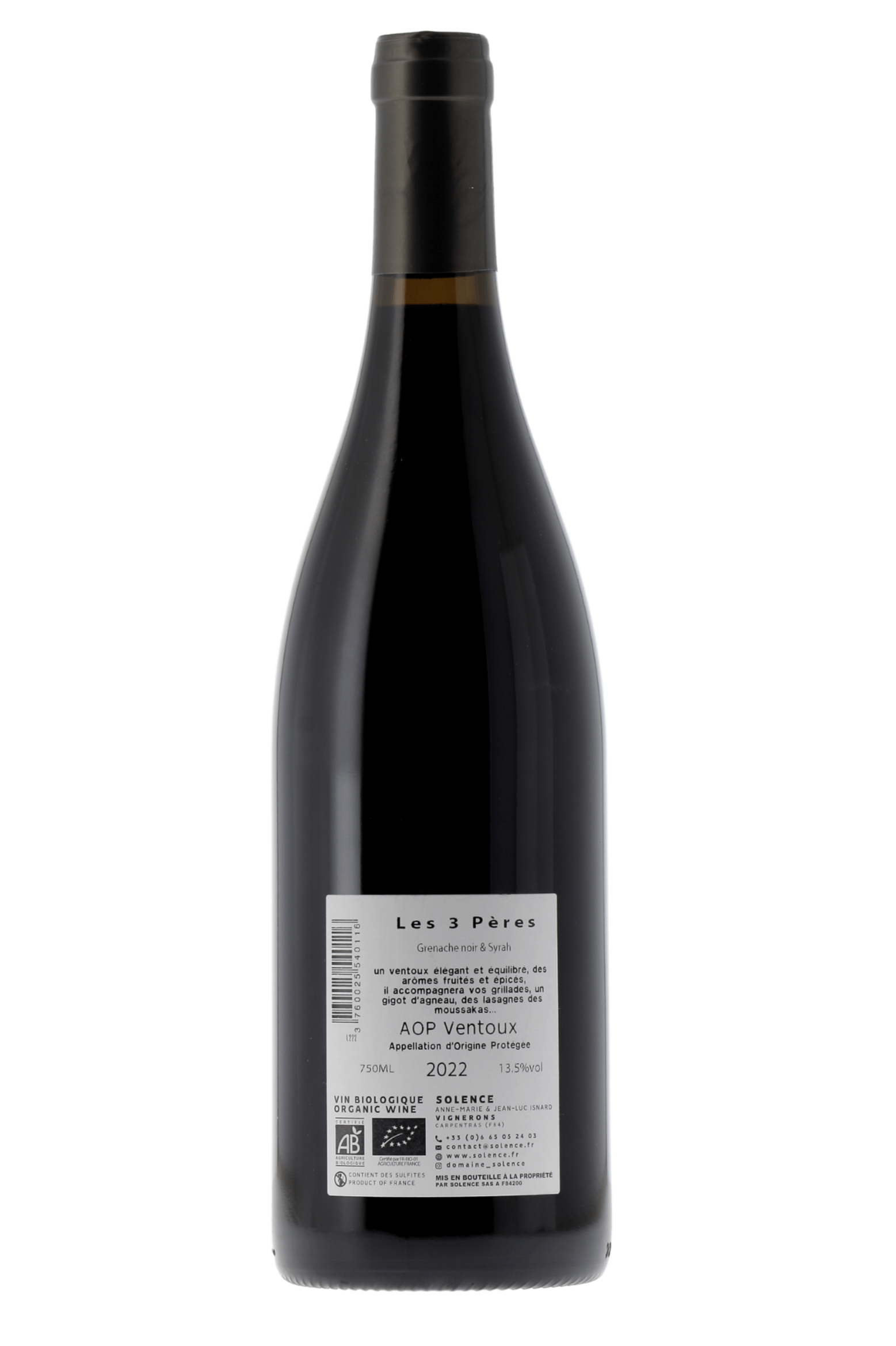 Ventoux Les 3 Pères Domaine Solence 2022 - frontbs