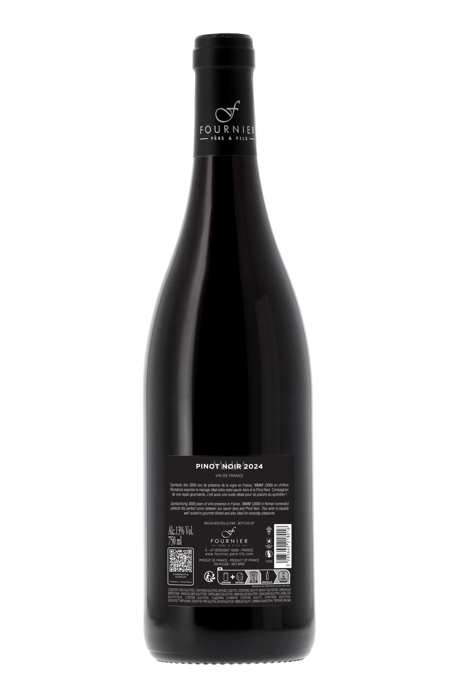 Vin de France MMM Pinot noir Fournier Père et Fils 2024 - frontbs