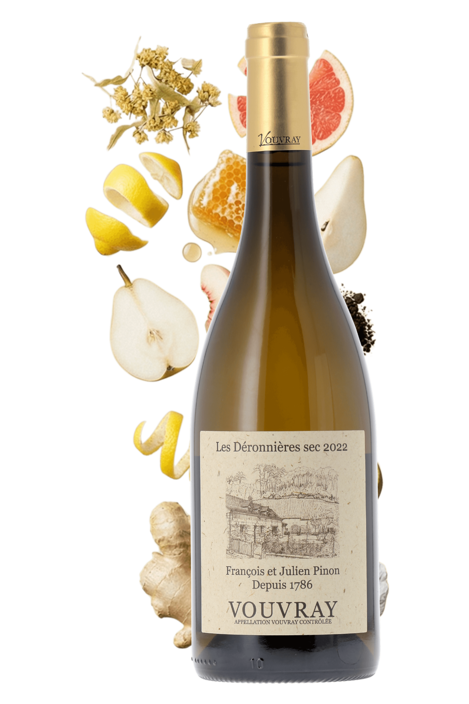 Vouvray Les Déronnières Domaine François & Julien Pinon 2022 - frontbs