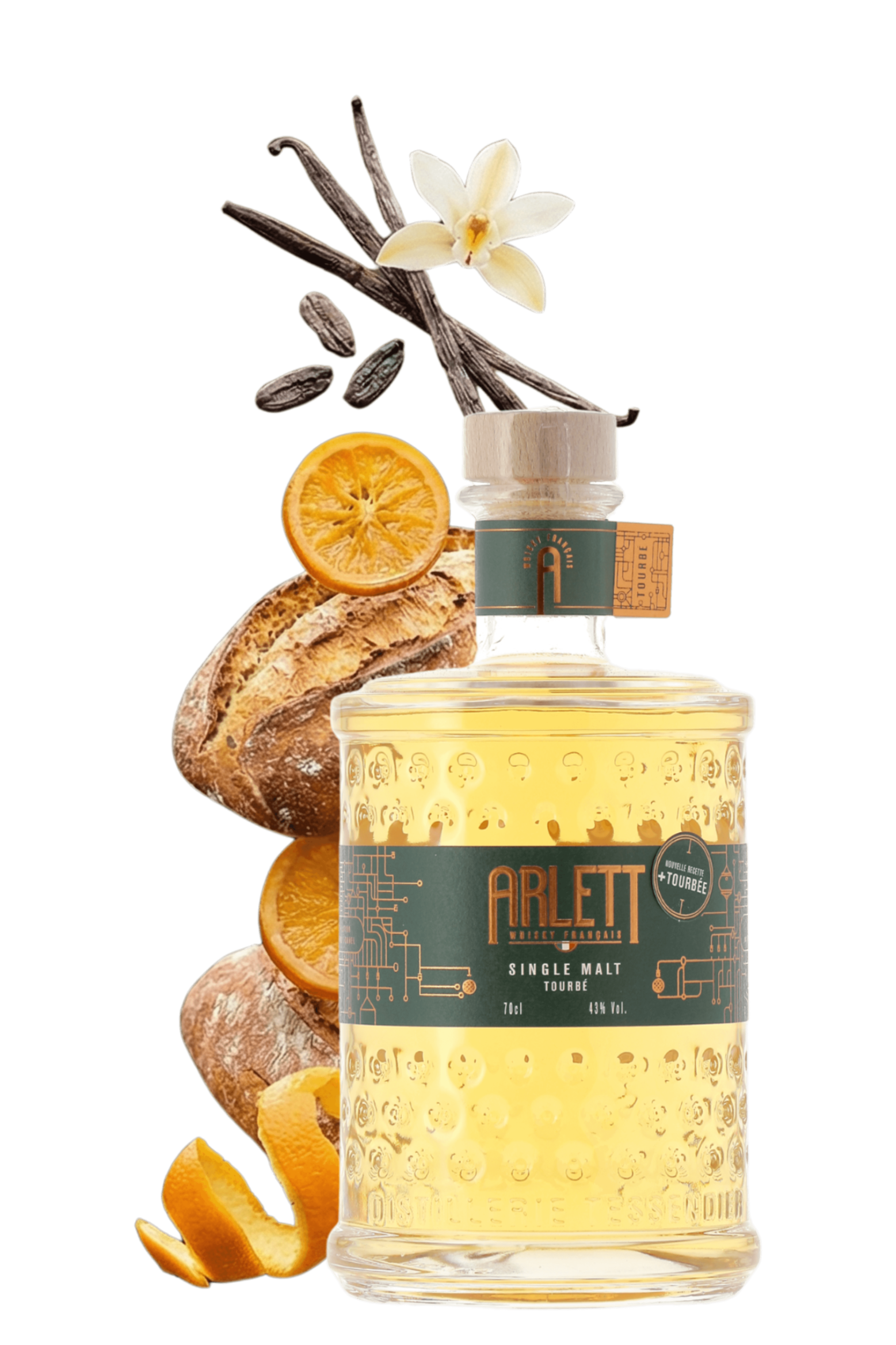 Whisky Arlett Single Malt Tourbé Distillerie Tessendier & Fils NM 70cl - frontbs