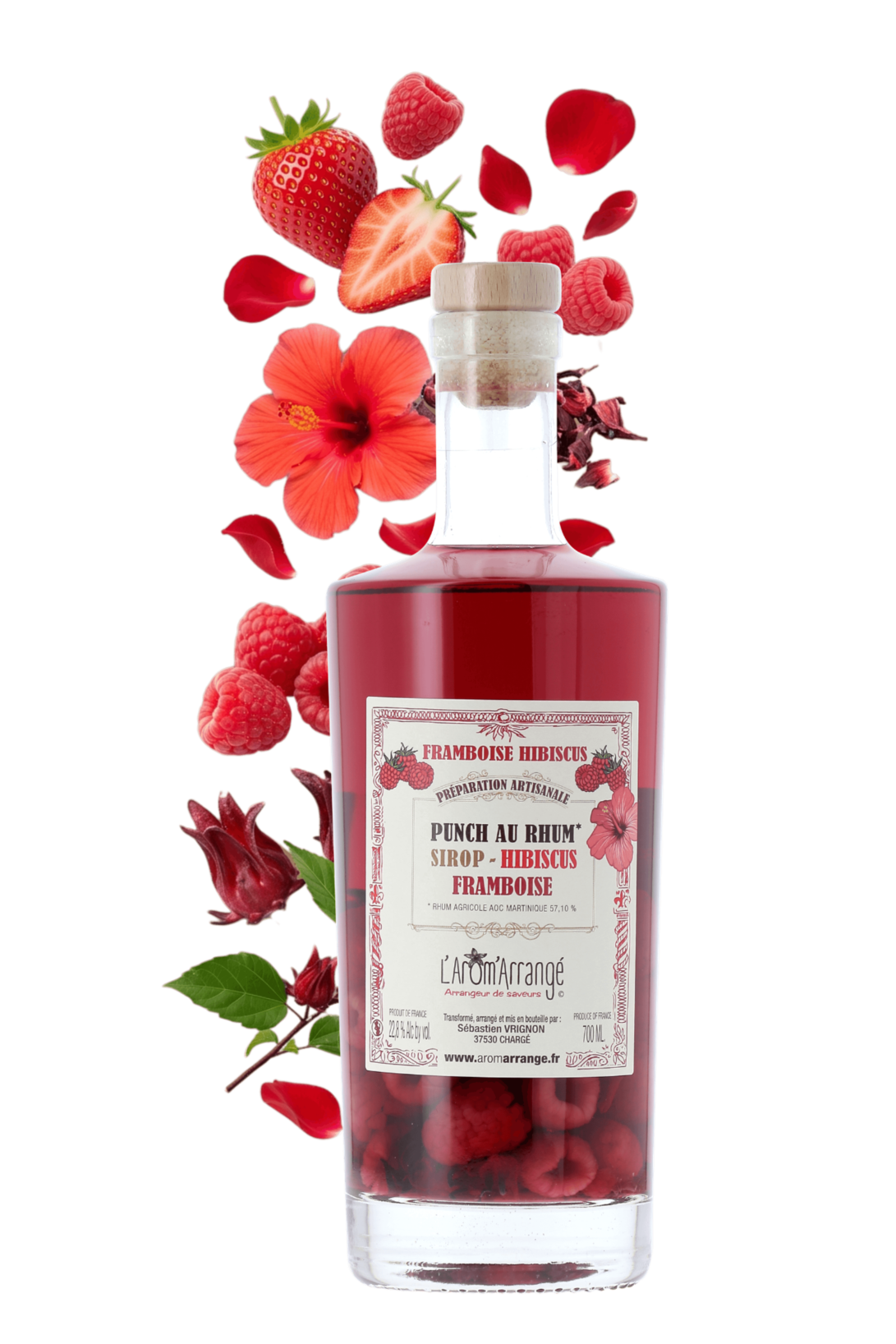 PUNCH AU RHUM FRAMBOISE HIBISCUS - L’Arôm Arrangé - frontbs